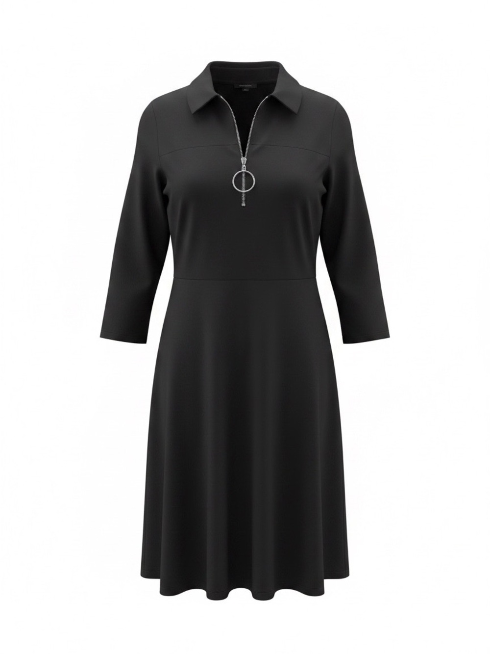 MSK Black Midi Dress with Ring Zip Collar